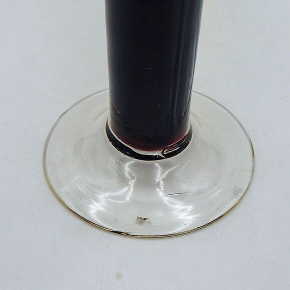 Amethyst Floral Etched Candlestick Vase 10 Inch Clear Base Thin - Picture 5 of 10